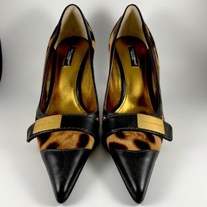 DOLCE & GABBANA heels 7.5 animal print w/ leather